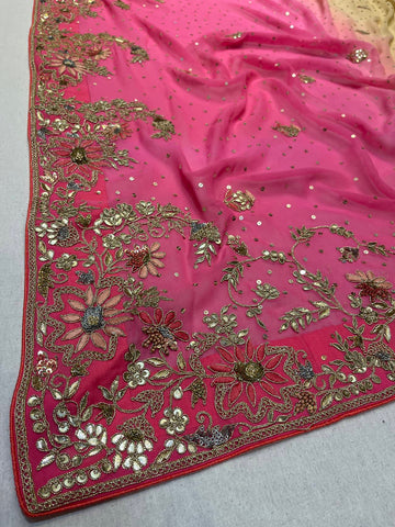 Ranas Peach & Pink Shaded Saree