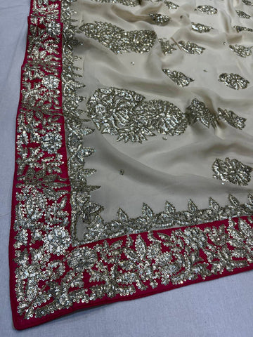 Ranas Beige Sequine Work Saree