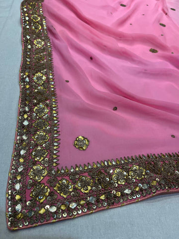 Ranas Pink Color Georgette Saree
