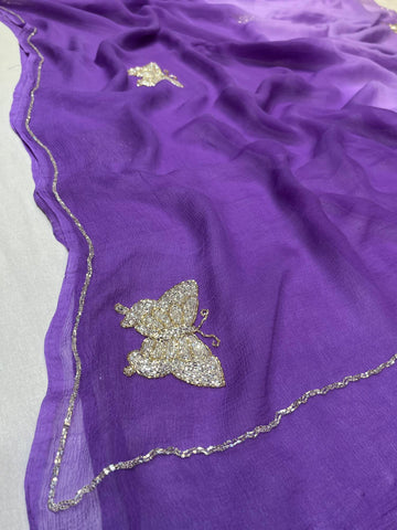 Ranas Purple Shaded Chiffon Saree