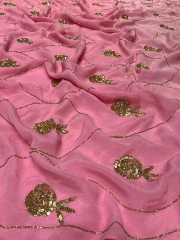 Ranas Shaded Pink Crepe Saree