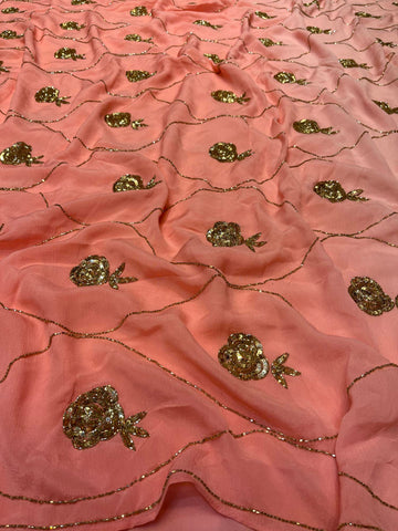 Ranas Shaded Peach Crepe Saree