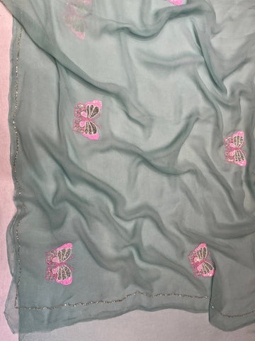 Ranas Moti & Sequins Work Chiffon Saree