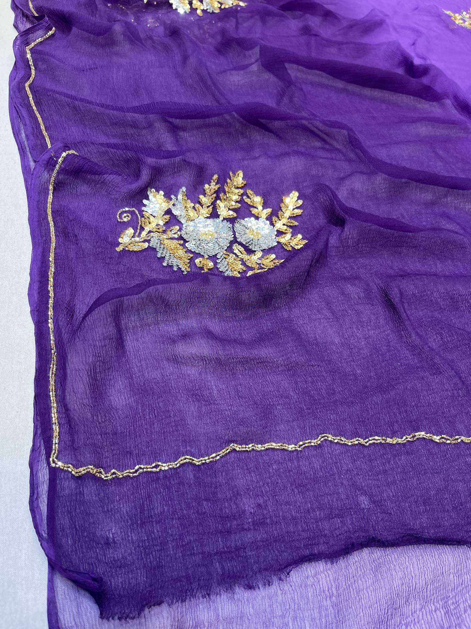 Ranas Purple Shaded Sequin Work Saree