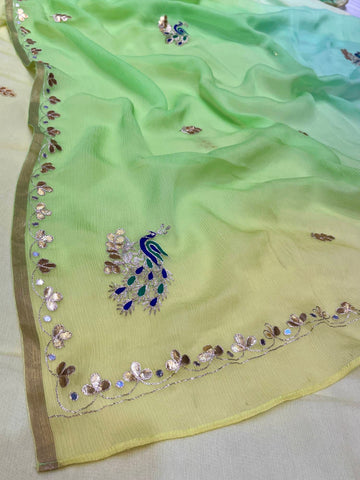Ranas Gota Patti Peacock Motif Saree