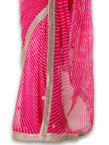 Ranas Rani Pink Leheriya Saree