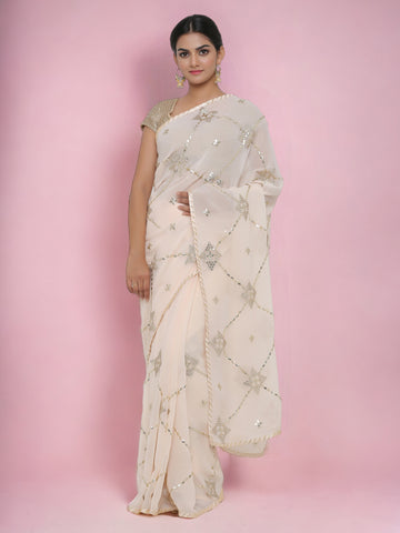 Ranas Beige Color Gota Patti Saree