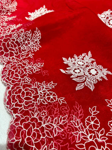 Ranas Red Color Organza Saree