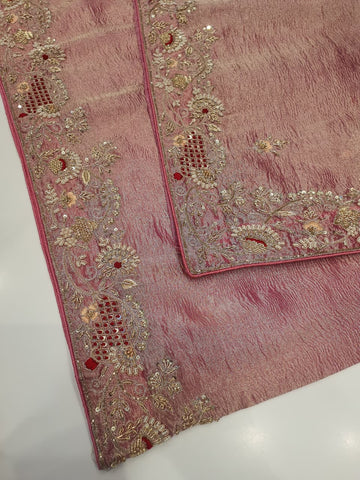 Ranas Crush Tissue zarosi work Saree