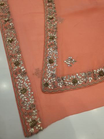 Ranas Pure Chiffon Peachy Pink Color Saree