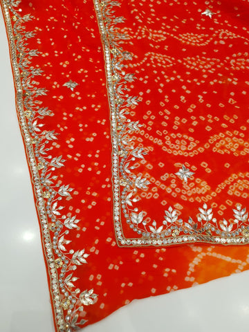 Ranas Gota Patti Work Bandhej Saree