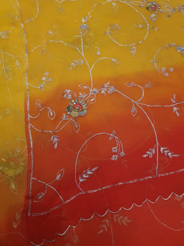 Ranas Orange & Mustard Shaded Saree
