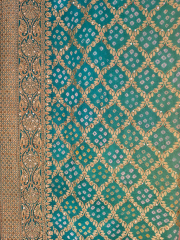 Ranas Sea Green Shaded Pure Georgette Dupatta