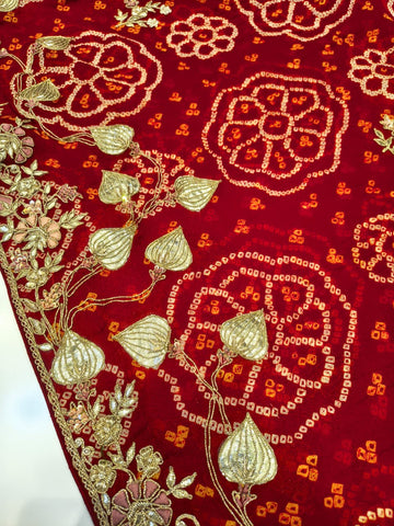 Ranas Red Bandhej Chunri