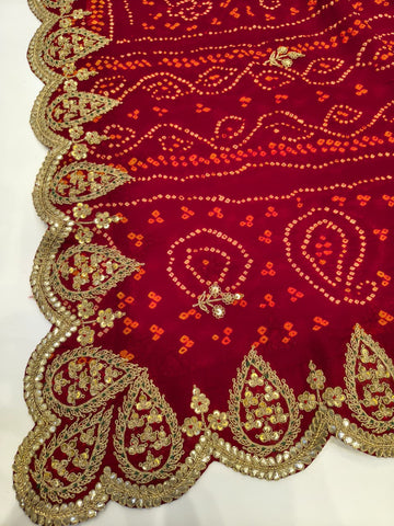 Ranas Red Bandhej Dupatta