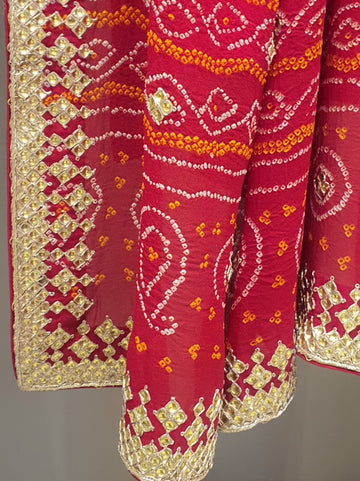 Ranas Red Bandhej Dupatta