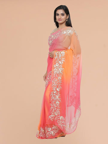 Ranas Orange & Peach Shaded Saree