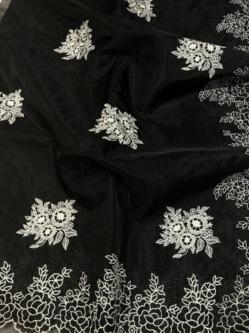 Ranas Black Color Organza Saree