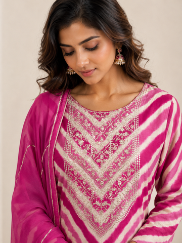 Ranas Rani & Pink Leheriya Traditional Designer Sharara set