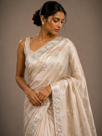 Ranas Beige Color Gota & Sequine work Saree