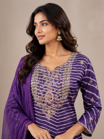 Ranas Purple Leheriya Ethnic Sharara Suit