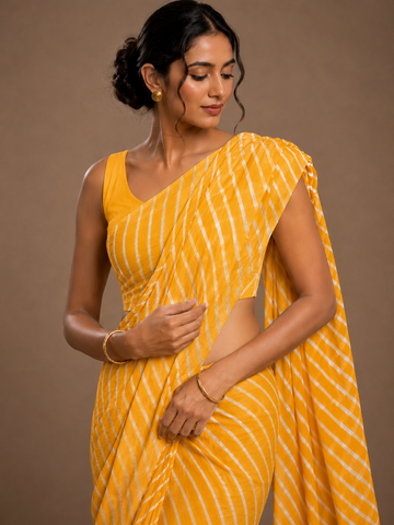 Ranas Yellow Color Leheriya Saree