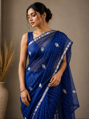 Ranas Blue Color Leheriya Mothda Saree