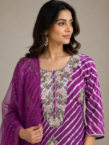 Ranas Purple Leheriya Festive Wear Suit