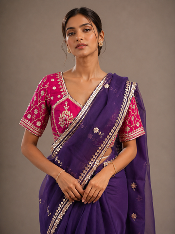 Ranas Purple Color Gota Work Designer Saree
