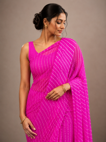 Ranas Pink Color Leheriya Mothda Saree