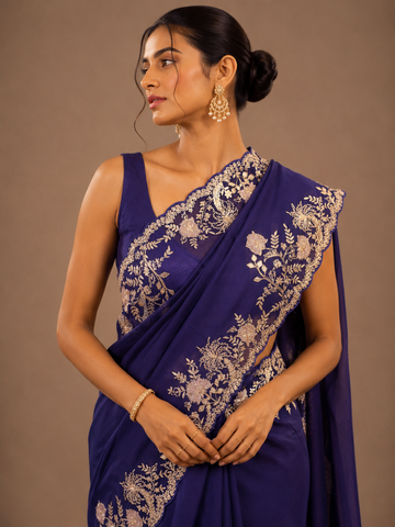 Ranas Blue Color Pittan work Saree