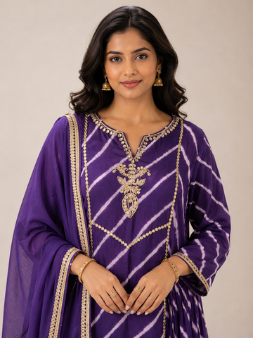 Ranas Purple Color Leheriya Ethnic Suit