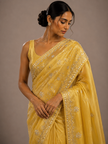Ranas Yellow Color Gota Patti Designer Saree