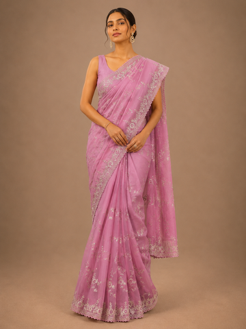 Ranas Pink Color Pittan Work Designer Saree