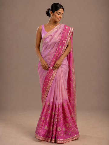 Ranas Shaded Pink Color Gota Patti Designer Saree