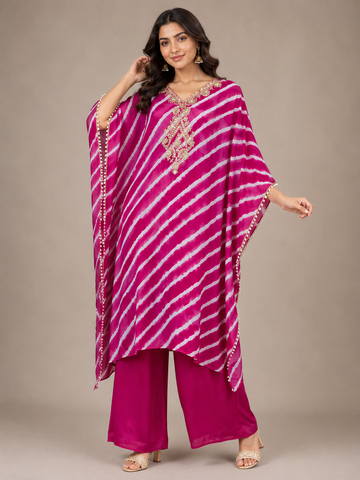 Ranas Rani Pink Leheriya Ethnic Designer Kaftan