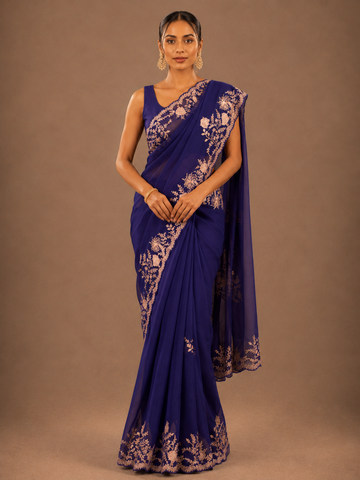 Ranas Blue Color Pittan work Saree