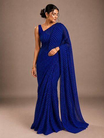 Ranas Blue Color Leheriya Mothda Saree