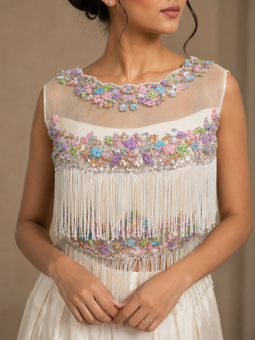 Ranas Cream Color Plazo Set