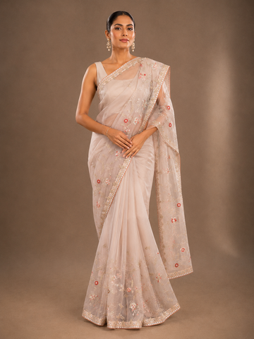 Ranas Peach Color Gota Patti Work Designer Saree