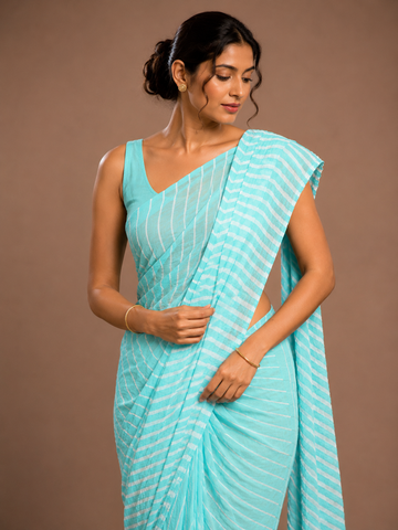 Ranas Sea Green Color Leheriya Saree