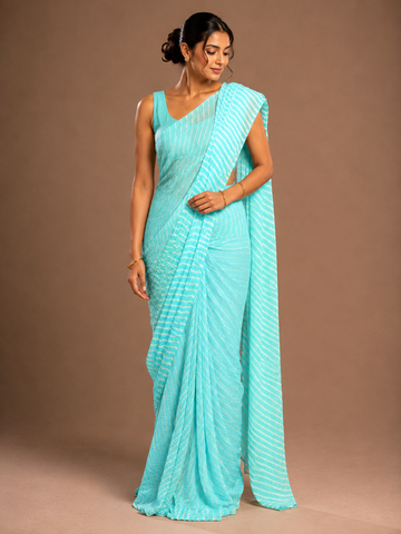 Ranas Sea Green Color Leheriya Saree