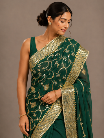 Ranas Pure Chiffon Gota Patti Saree