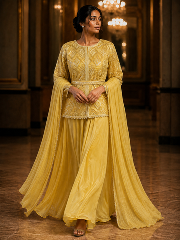 Ranas Yellow color Plazo Set with Dupatta