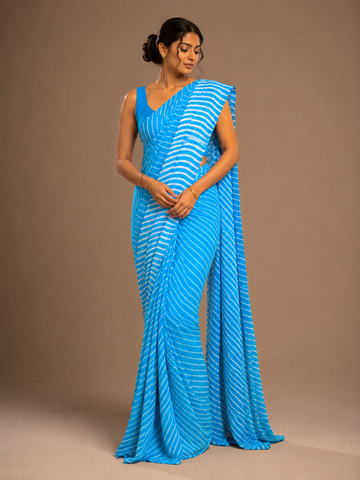 Ranas Firozi Color Leheriya Saree