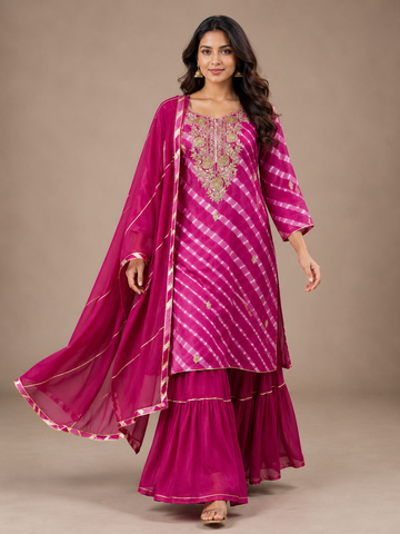 Ranas Rani Leheriya Traditional Sharara Suit Set