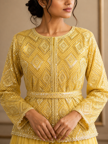 Ranas Yellow color Plazo Set with Dupatta