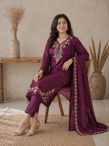 Ranas Wine Color Cotton Suit