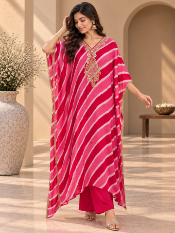 Ranas Pink color designer Leheriya Kaftan