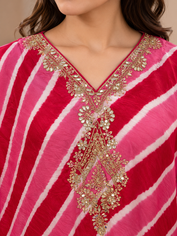 Ranas Pink color designer Leheriya Kaftan
